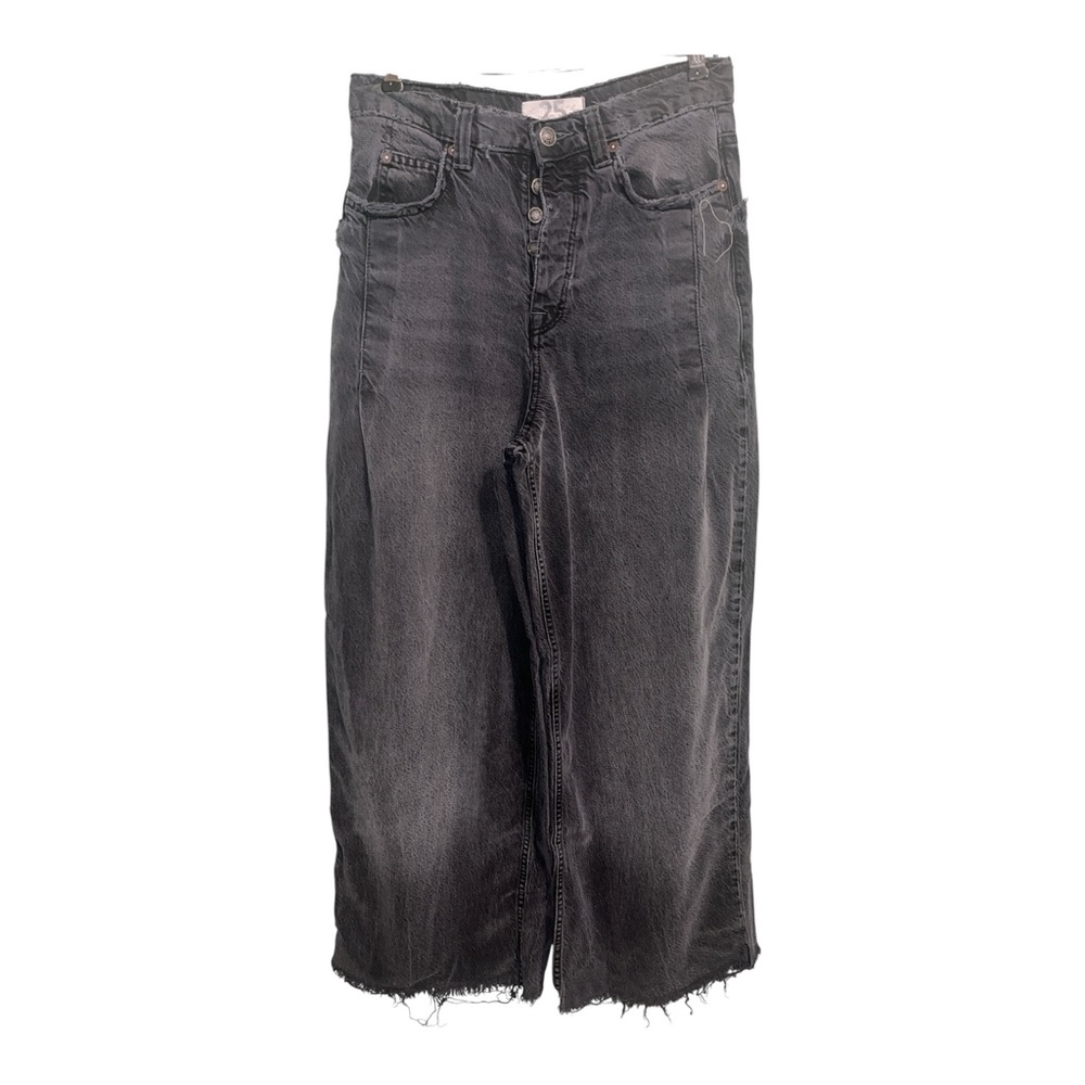 Free People Old West Slouchy Wide Leg Jeans 25 Gray Distressed - Picture 2 of 11